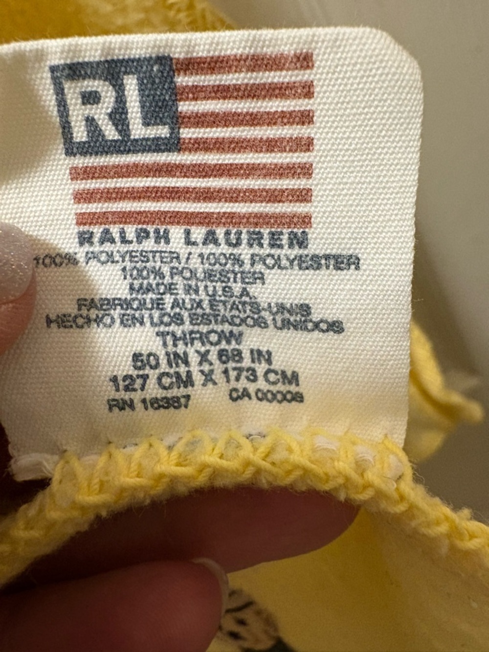 Ralph Lauren RL Teddy Bear Yellow Fleece Throw Blanket 50x68 - Picture 3 of 13